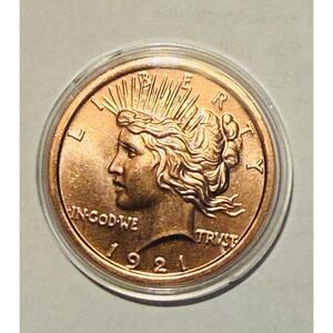 1921 Peace Dollar 1 oz Copper BU Coin 999 Copper USA Made